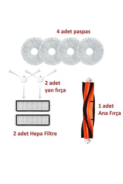 LİN GRUP Xiaomi S10+ and X10+ Mop and Mop Brush Set with Spare Filter