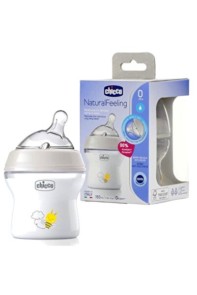 Chicco Natural Feeling Silikon Emzikli Pp Biberon Desenli 150 ml 0 Ay Yeni