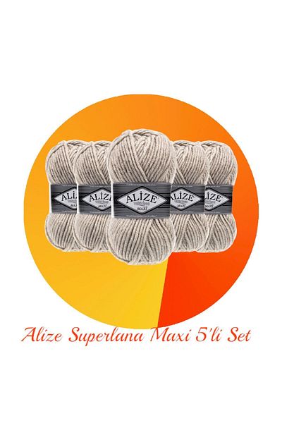 Alize Superlana Maxi Σετ 5 Χοντρό Χειροποίητο Πλεκτό Σχοινί 152 Μπεζ μελανζέ