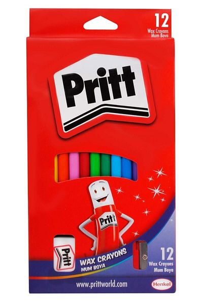 Pritt 12 Full Size Crayon 12 Colors and Pencil Sharpener