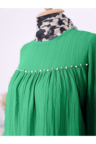 HİJABAYA Pearls and Jewelled Casual Tunic with Cufflinks