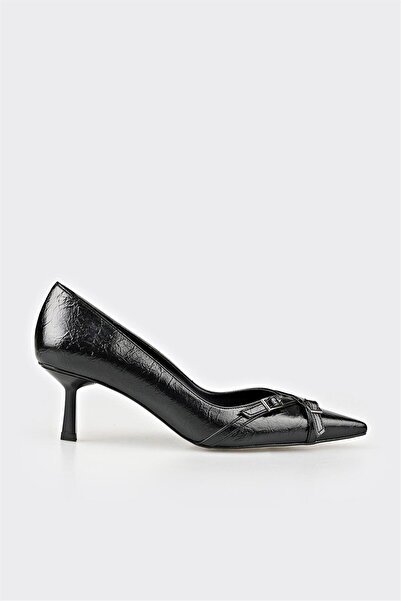 Elle Shoes Siyah Kadın Orta Topuk Ayakkabı