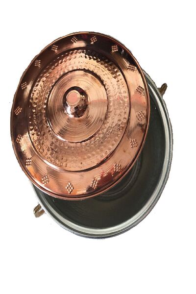 SİİRT ÜRÜNLERİ & KİLİM DÜNYASI Bakır Perde Pilav Tenceresi 12 Kişilik 25x17 Cm