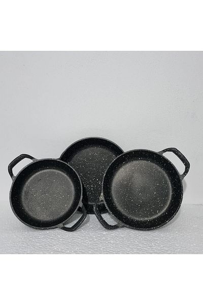 gülis 3-Piece Luxury Granite Casting Pan Set Stainless Steel Pan Pan Set(22-20-18cm)