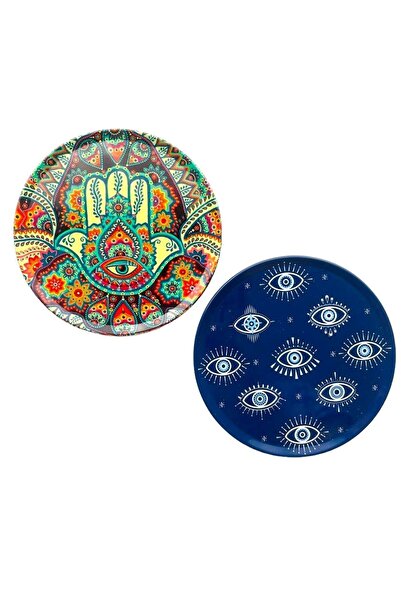 GALATA GIFT مجموعة كوستر منقوشة مكونة من قطعتين - قاعدة أكواب، قاعدة من الفلي...