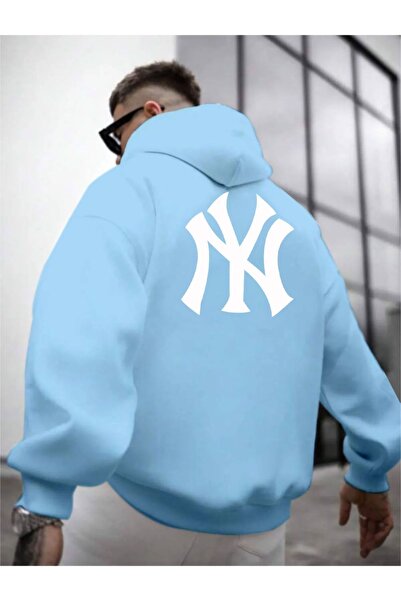 Altamira Erkek Bebe Mavi Ön Arka NY Baskılı Kapüşonlu Sweatshirt