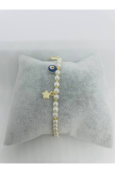 GALATA GIFT Crystal and Evil Eye Bracelet with Bead Detail - Clip