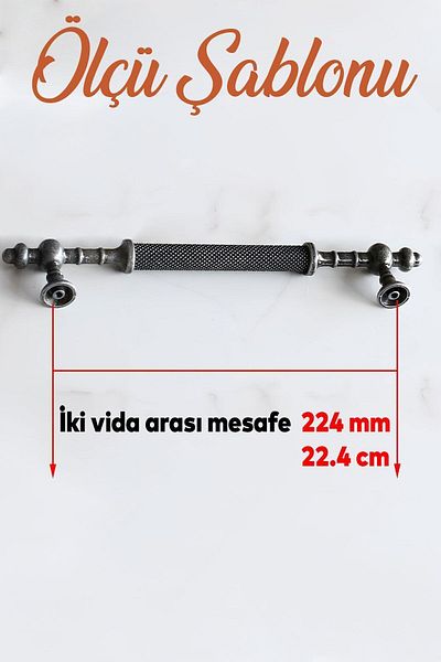 Badem10 Lemn de molid antic argintiu antic metal 224 mm mobilier bucătărie sertar dulap dulap mâner mâner
