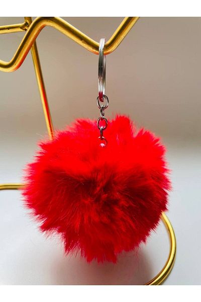 GALATA GIFT Pompom Keychain and Bag Accessory - Soft Furry Car Mirror Ornament