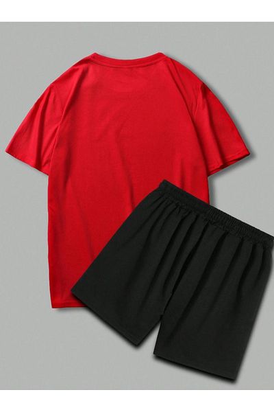 Altamira Men's Red New York 19 Printed Shorts T-shirt Set