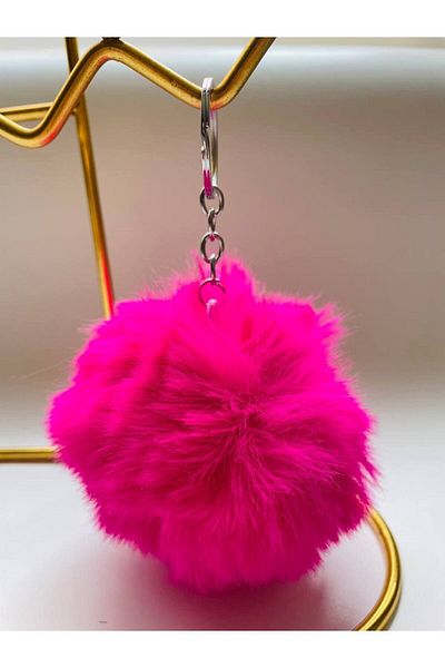 GALATA GIFT Pompom Keychain and Bag Accessory - Soft Furry Car Mirror Ornament