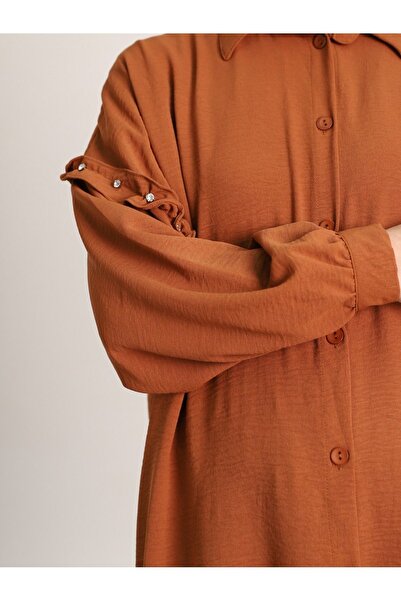 HİJABAYA Ρουφηξιά Χαλαρή Μπλούζα Ayrobin με Πέτρινη Λεπτομέρεια