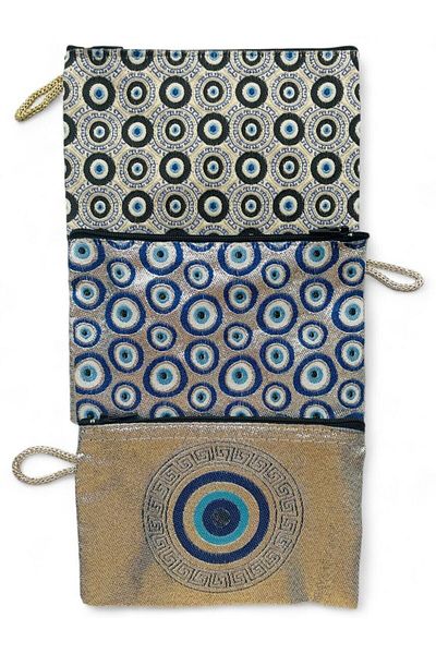GALATA GIFT Portofel de damă de mărime medie - 3 bucăți, fermoar elegant, căptușit, model Kilim, portofel pentru monede cu mâner 15x10