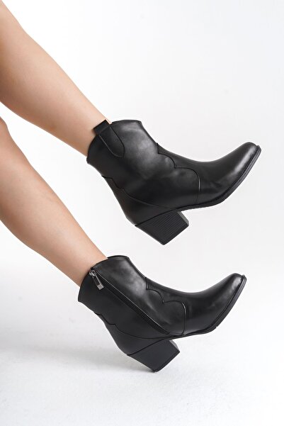 camaiore Černé kožené dámské westernové kovbojské boty