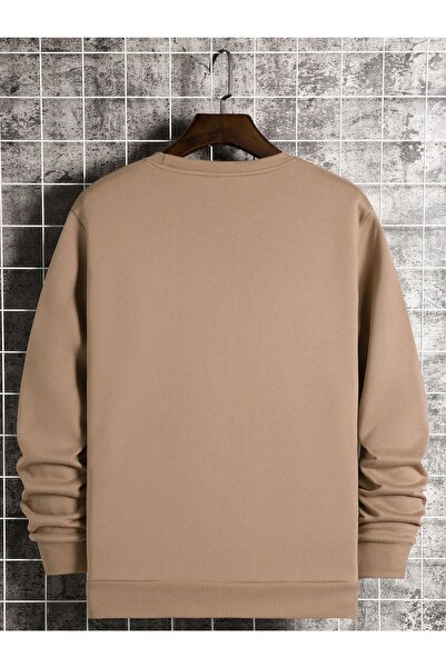 Altamira Φούτερ Unisex Μπεζ Μαύρο με στάμπα με λαιμόκοψη Oversize