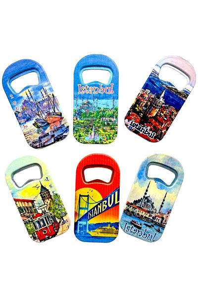 GALATA GIFT 6 فتاحة زجاجات ومغناطيس للثلاجة بتصميم اسطنبول - فتاحة صودا 9 سم