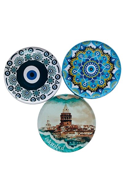 GALATA GIFT 3-Piece Coasters, Coaster, 3 Istanbul Themed Cork-Based Coasters