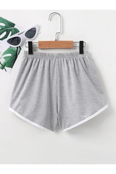 Altamira Mini pantaloni scurți de damă, gri California, cu imprimeu, cu detaliu de țevi