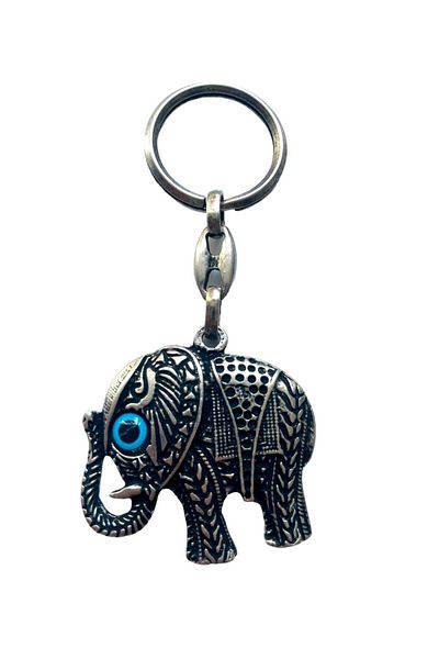 GALATA GIFT Breloc elefant cu noroc brodat din metal - cu ochi de malocul, elefant de 10 cm: 5*4