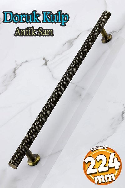Badem10 Doruk (PREMIUM) 192 mm Mobilier din metal galben antic, sertar de bucătărie, dulap, mâner