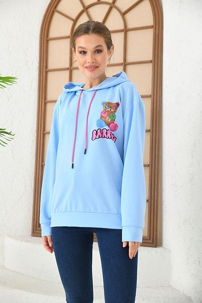 Altamira Hanorac supradimensionat cu glugă cu imprimeu albastru unisex