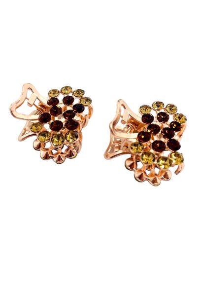 GALATA GIFT Cafea, culoare miere, strasuri, cleme de păr, cleme mici de păr d...