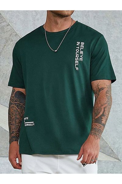 Altamira Tricou oversize cu imprimeu Green Believe pentru bărbați