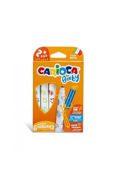 CARIOCA Jumbo Baby Super Washable Felt Tip Crayons 6 Pieces + 2 Years Old