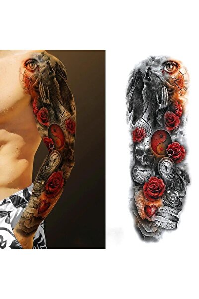 Mecit Tuhafiye TAM BOY KOL BACAK KAPLAMA KURT GÜL SAAT KURU KAFALAR GEÇİCİ DÖVME