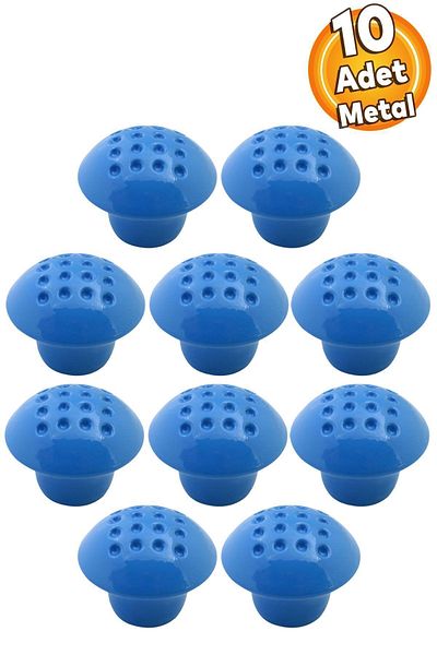 Badem10 Buton ciupercă punctat metal (ALBASTRU) Mobilier camera copiilor Dulap sertar bucătărie 10 buc. Mâner