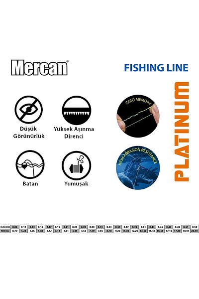 MERCAN MİSİNA خط صيد كورال إيوبراتس بلاتينيوم أبيض 500 متر