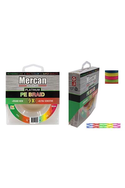 MERCAN MİSİNA Mercan Platinum Pe 9x Knitted Rope 300 M Multicolor Fishing Line