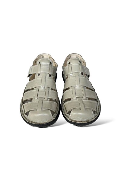 Liger Men's Genuine Leather Velcro Sandals CREAM