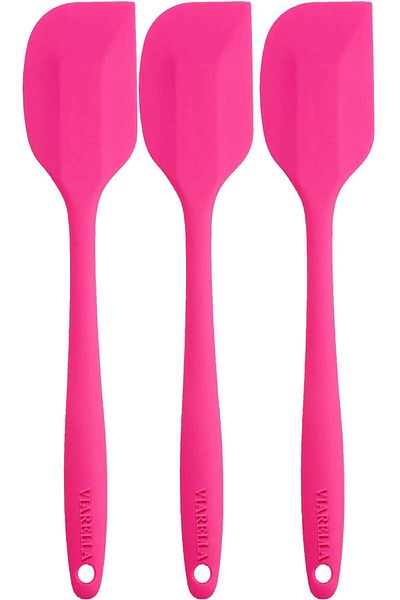 viarella Fuchsia Silicone Spatula - Set of 3, Heat Resistant, Fireproof and Scratch-Proof, 27cm
