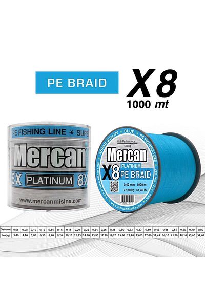 Mercan Platinum X8 Blue Pe Knit - 1000m Line