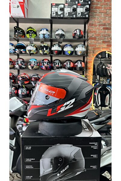 LS2 STORM 2 NERVE MAT SİYAH-KIRMIZI KASK