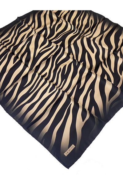 Armine Μεταξωτό κασκόλ Nostalgia Twill - Zebra Print, Mink Black