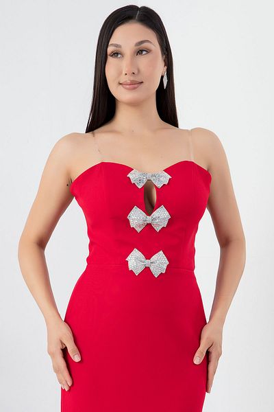 PULLIMM Rochie de seara fara bretele cu strasuri fluture - ECR5372