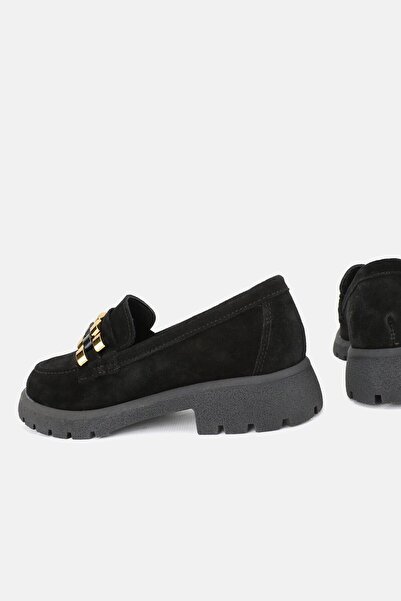 TUNAELLİ Черни велурени мокасини с катарами от естествена кожа, размер 36-41