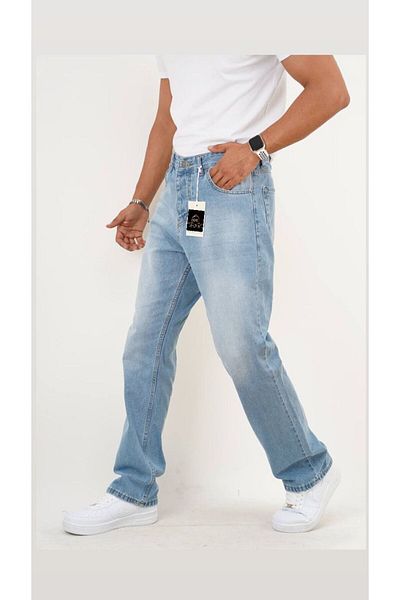 oraystore Μπλε πέτρινο φαρδύ παντελόνι με λεπτομέρειες