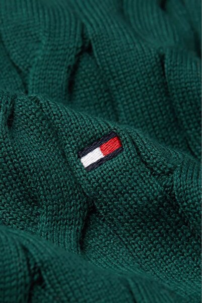 Tommy Hilfiger Erkek CLASSIC COTTON CABLE CREW NECK Kazak-Yeşil