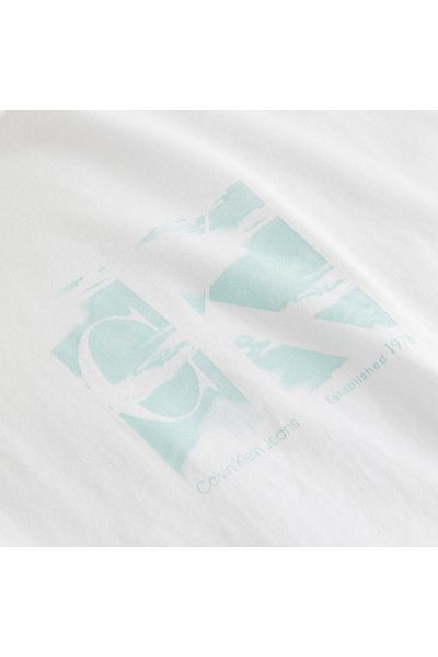 Calvin Klein Men's Organic Cotton White T-shirt with Brand Logo Suitable for Daily Use J30j325204-fiber