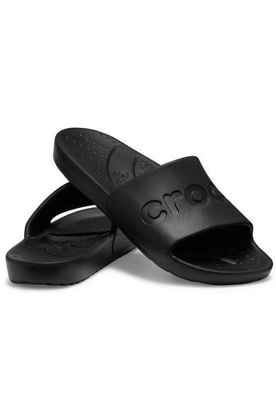 Crocs Unisex Brand Logo - Stylish and Non-Slip Comfortable Durable Thick Sole Single Band Slippers Black