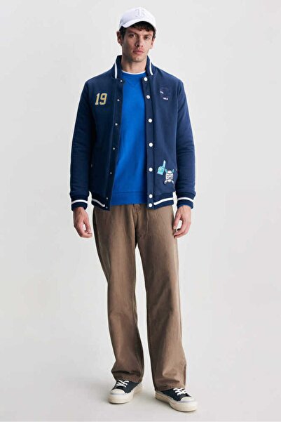 UCLA Чоловіче пальто PEDRO темно-синього кольору з принтом і вишивкою стандартного крою