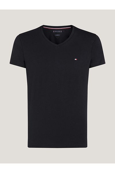 Tommy Hilfiger Men's Small Brand on the Chest with Flag Logo Cashmere and Organic Cotton V-neck Sleeves Brand Flag Log