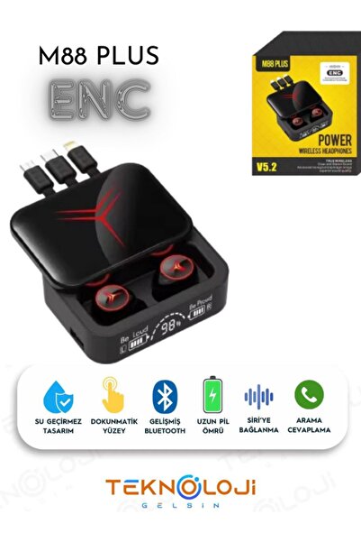 Teknoloji Gelsin BLUETOOTH KULAKLIK ENC VE POWERBANK ÖZELLİKLİ GÖSTERGELİ HD ...