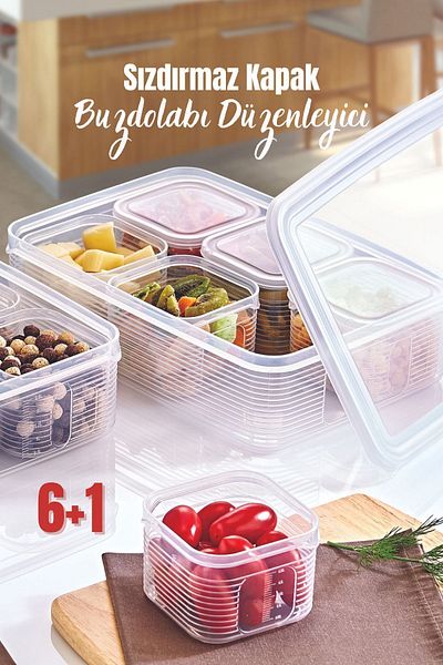 GRİMOR Life 7 Pieces Leak Proof Refrigerator Organizer Storage Container - Breakfast Snack Bowl Nutrition Container 3.5 Lt