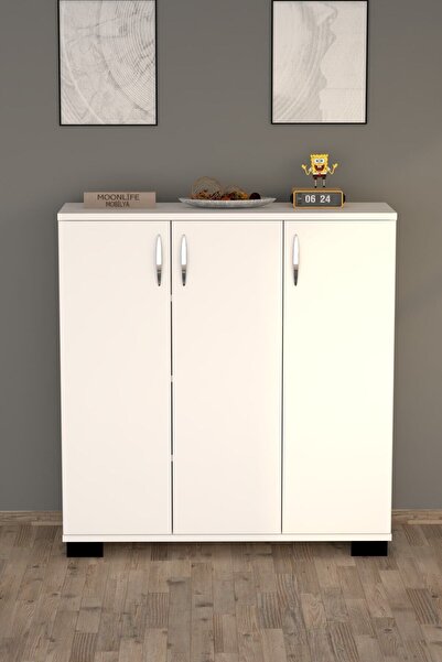 Ersinan Mobilya Florida Çok Amaçlı 3 Kapaklı Dolap Beyaz