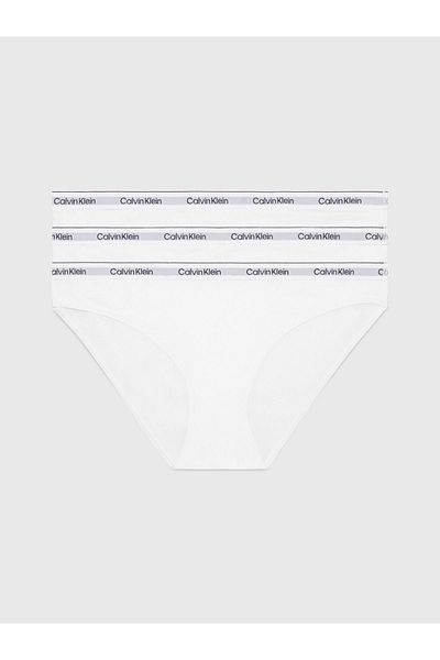 Calvin Klein سراويل داخلية نسائية بشعار العلامة التجارية باللون الأبيض - مع أشرطة مطاطية وقابلة للتنفس للاستخدام اليومي