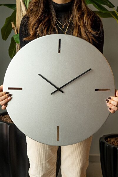 Artepera 46 Cm - Timeless Sessiz Metal Dekoratif Duvar Saati - Gümüş - Ev Ofis Salon Duvar Saatleri - Aps113
